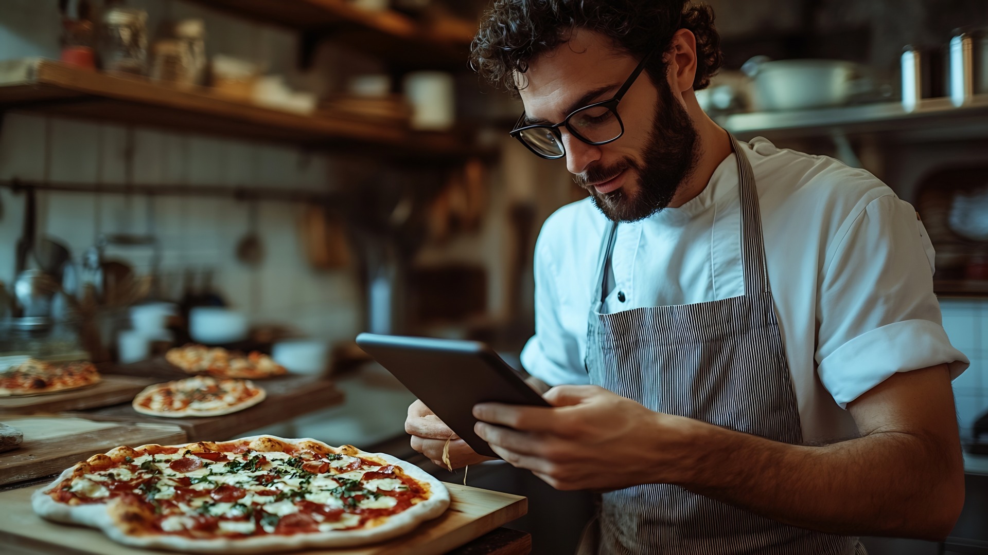 Restaurant owner taking a phone order